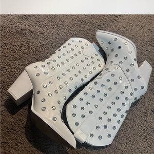White Studded Cowgirl Boots